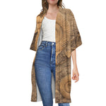 Ammonite Shell Fossil Print Open Front Beach Cover Up