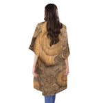 Ammonite Shell Fossil Print Open Front Beach Cover Up