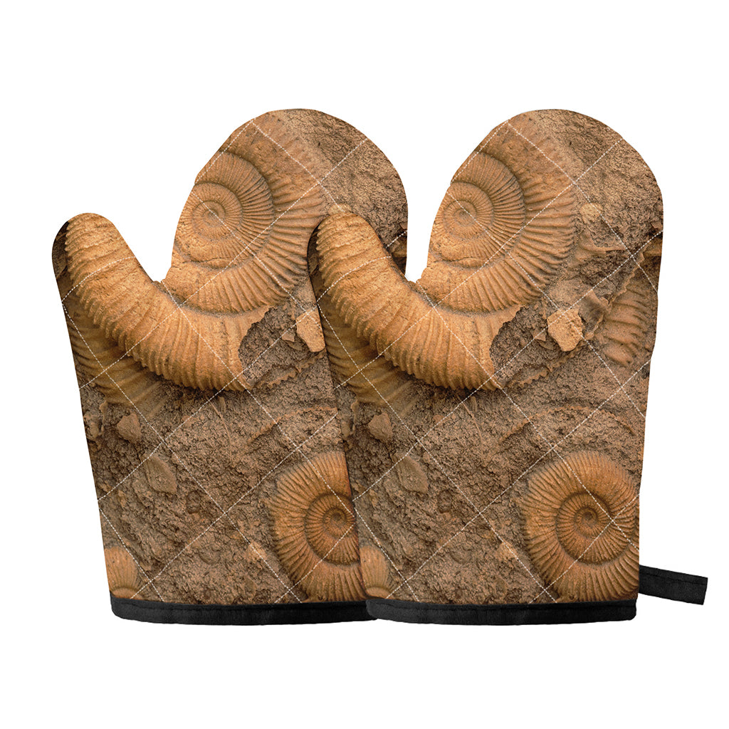 Ammonite Shell Fossil Print Oven Mitts