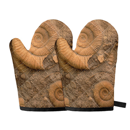 Ammonite Shell Fossil Print Oven Mitts