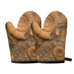 Ammonite Shell Fossil Print Oven Mitts