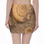 Ammonite Shell Fossil Print Pencil Mini Skirt