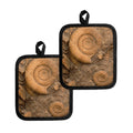 Ammonite Shell Fossil Print Pot Holders