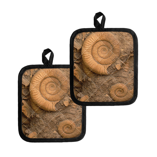 Ammonite Shell Fossil Print Pot Holders