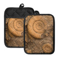 Ammonite Shell Fossil Print Pot Holders With Pocket