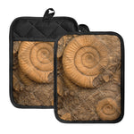 Ammonite Shell Fossil Print Pot Holders With Pocket