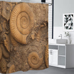 Ammonite Shell Fossil Print Premium Shower Curtain