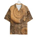Ammonite Shell Fossil Print Rayon Hawaiian Shirt
