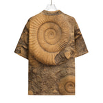 Ammonite Shell Fossil Print Rayon Hawaiian Shirt