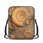 Ammonite Shell Fossil Print Rectangular Crossbody Bag