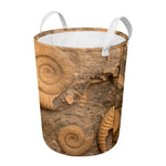 Ammonite Shell Fossil Print Round Laundry Basket