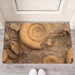 Ammonite Shell Fossil Print Rubber Doormat
