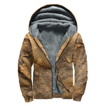 Ammonite Shell Fossil Print Sherpa Lined Zip Up Hoodie