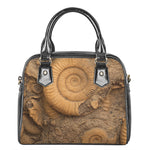 Ammonite Shell Fossil Print Shoulder Handbag