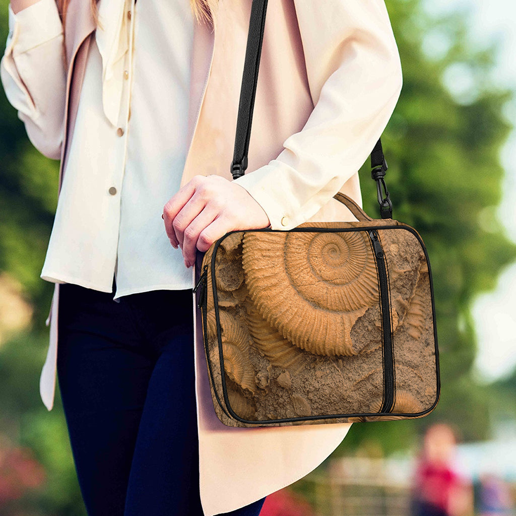 Ammonite Shell Fossil Print Shoulder Strap Bible Bag
