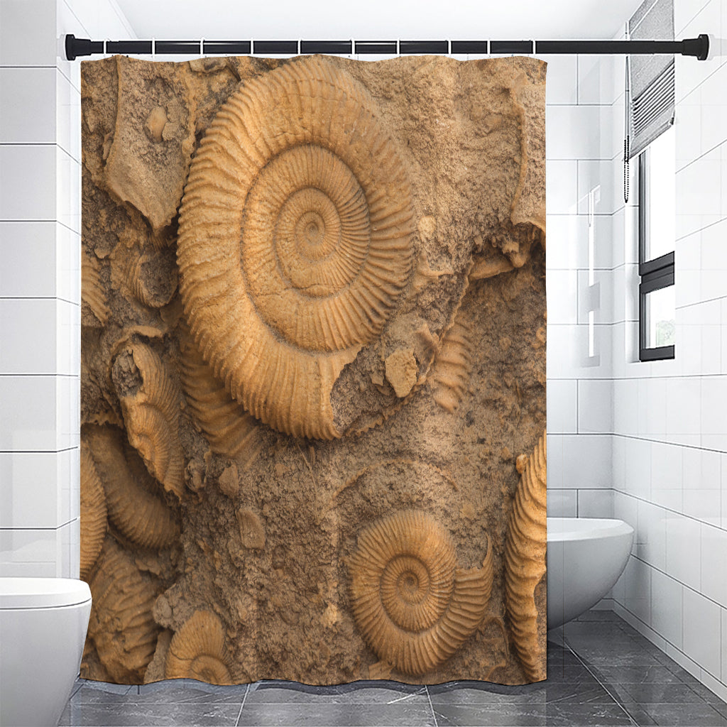 Ammonite Shell Fossil Print Shower Curtain