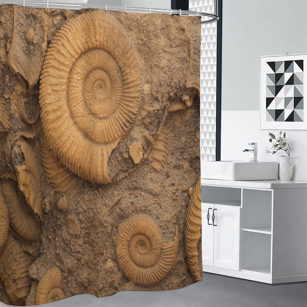 Ammonite Shell Fossil Print Shower Curtain