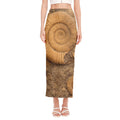 Ammonite Shell Fossil Print Side Slit Maxi Skirt
