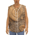Ammonite Shell Fossil Print Sleeveless Baseball Jersey