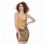 Ammonite Shell Fossil Print Sleeveless Bodycon Dress