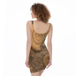 Ammonite Shell Fossil Print Sleeveless Bodycon Dress