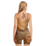 Ammonite Shell Fossil Print Sleeveless One Piece Swimsuit