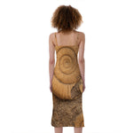 Ammonite Shell Fossil Print Slim Fit Midi Cami Dress