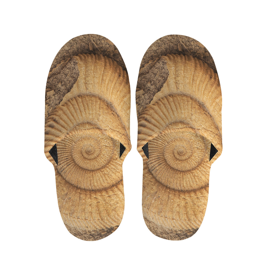 Ammonite Shell Fossil Print Slippers