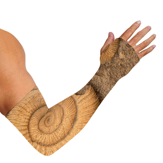 Ammonite Shell Fossil Print Sun Protection Arm Sleeves