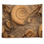 Ammonite Shell Fossil Print Tapestry