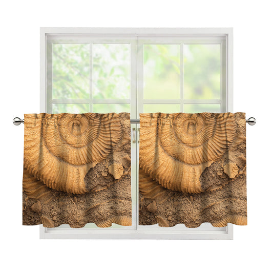 Ammonite Shell Fossil Print Tier Curtains