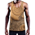 Ammonite Shell Fossil Print Men's Workout Tank Top