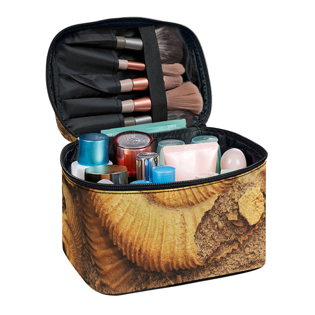 Ammonite Shell Fossil Print Travel Makeup Bag