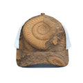Ammonite Shell Fossil Print White Mesh Trucker Hat