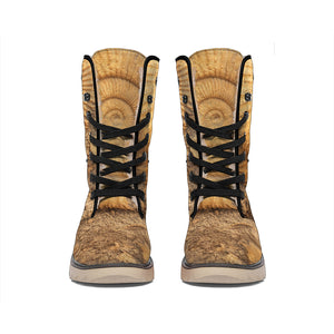 Ammonite Shell Fossil Print Winter Boots