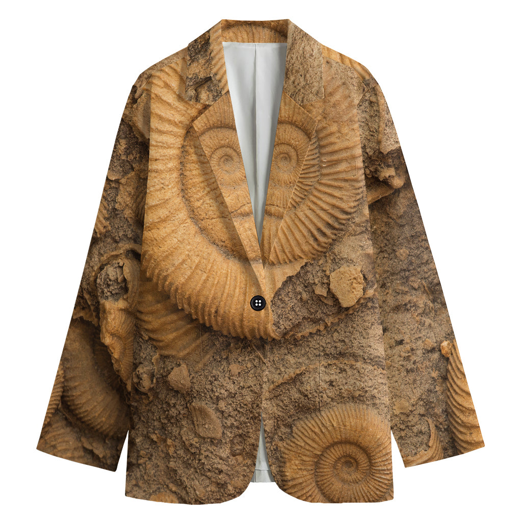 Ammonite Shell Fossil Print Women's Blazer