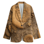Ammonite Shell Fossil Print Women's Blazer