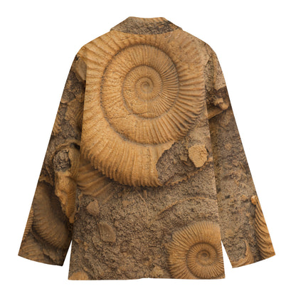 Ammonite Shell Fossil Print Women's Blazer