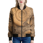 Ammonite Shell Fossil Print Women's Bomber Jacket