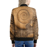 Ammonite Shell Fossil Print Women's Bomber Jacket