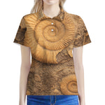 Ammonite Shell Fossil Print Women's Polo Shirt
