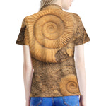 Ammonite Shell Fossil Print Women's Polo Shirt