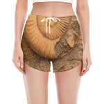 Ammonite Shell Fossil Print Women's Split Running Shorts