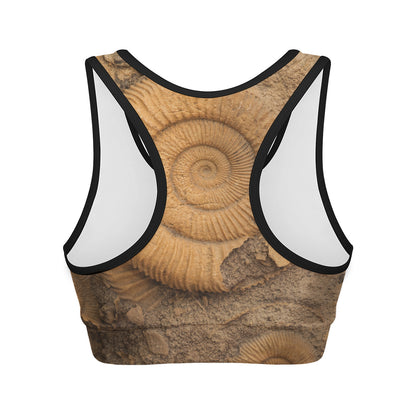 Ammonite Shell Fossil Print Women's Sports Bra