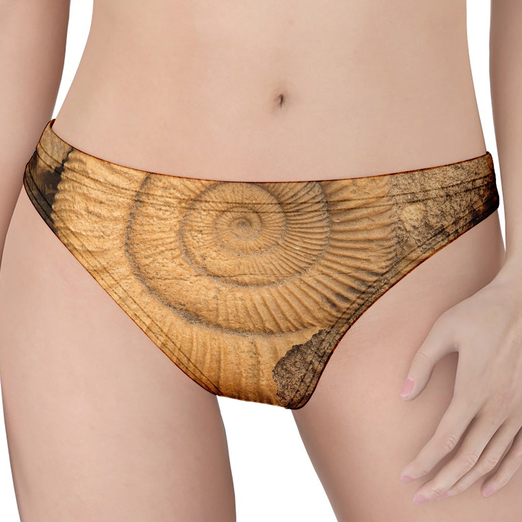 Ammonite Shell Fossil Print Women's Thong