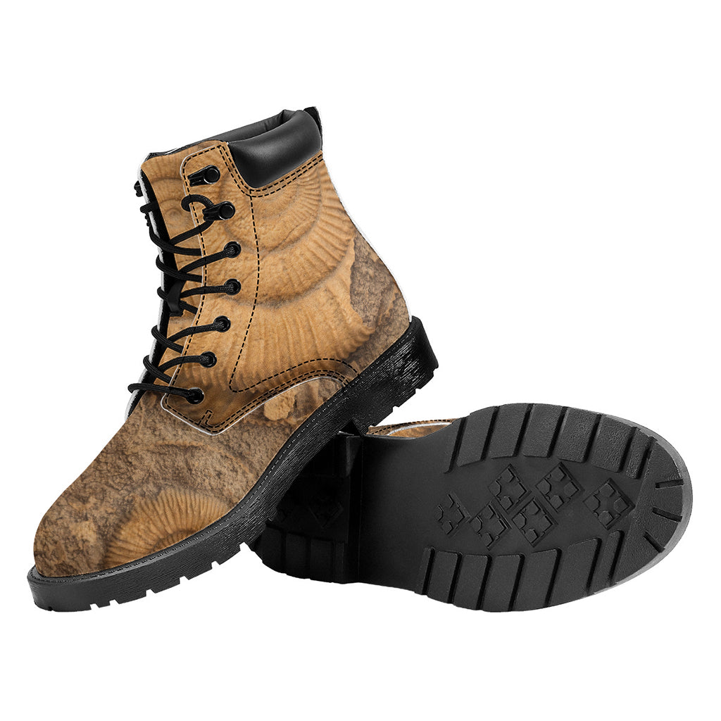 Ammonite Shell Fossil Print Work Boots