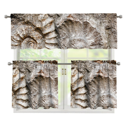 Ammonoidea Fossil Print 3 Piece Kitchen Curtains
