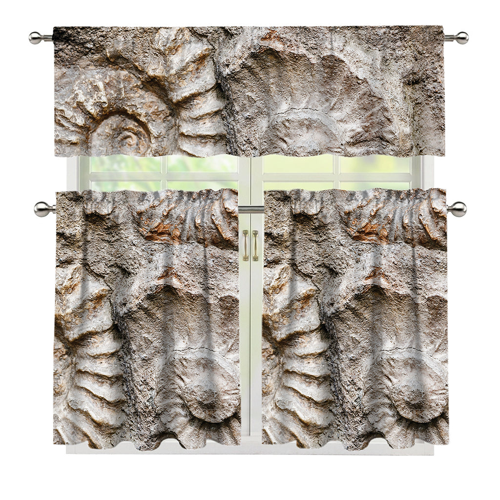 Ammonoidea Fossil Print 3 Piece Kitchen Curtains