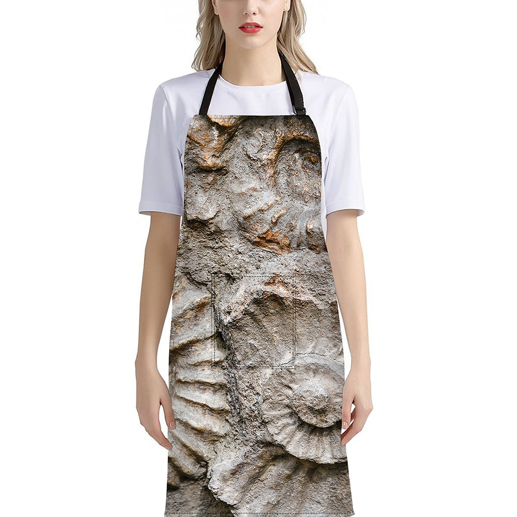 Ammonoidea Fossil Print Bib Apron With Pocket