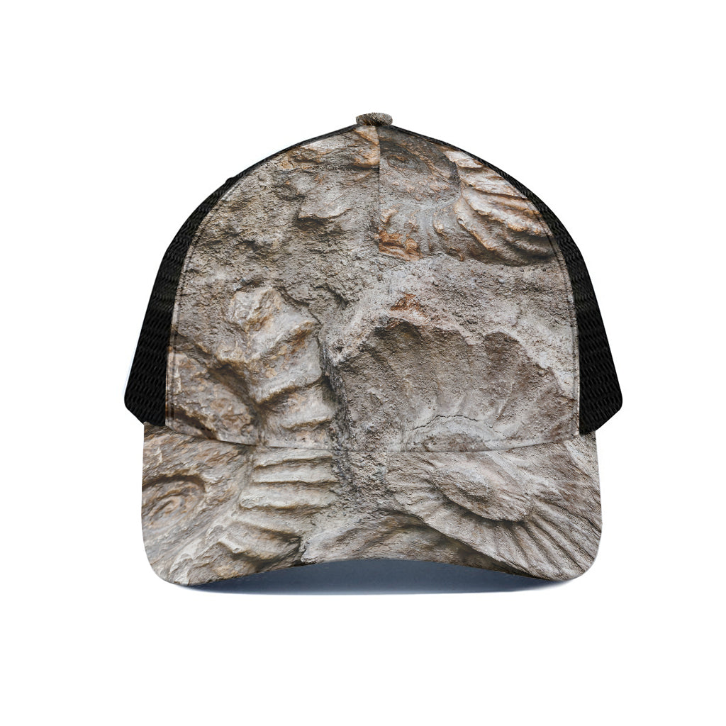 Ammonoidea Fossil Print Black Mesh Trucker Cap